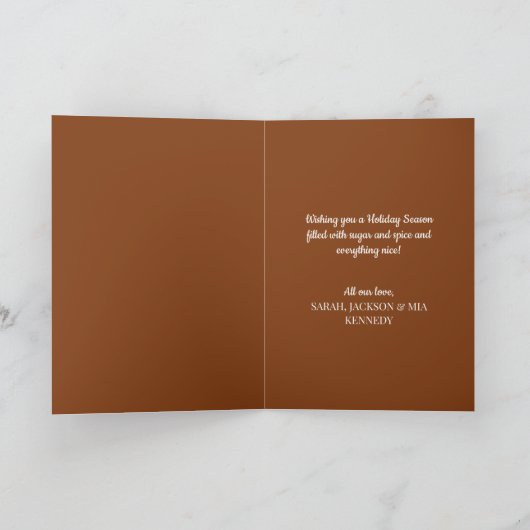 ギンジャーブレ飾ッドのフォトクリスマス シーズンカード (内部)