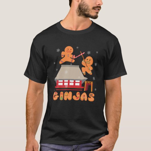 ギンジャ忍者ジンジャスジンジャーブレッド忍者クリスマスギ Tシャツ (正面)