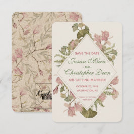 ギンナン 水彩 花 結婚式 Save the Date 招待状