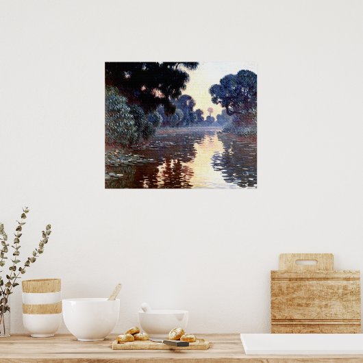 ギヴェルニー近くのセーヌ川の腕アットサンライズ ポスター (キッチン)