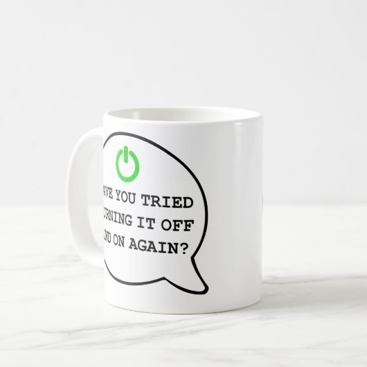 ギークおもしろい引用文オフとオンを再びユーモア コーヒーマグカップ (正面左)