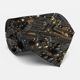 ギークな黒と金の回路コンピュータボード ネクタイ