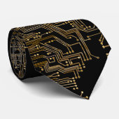 ギークな黒と金の回路コンピュータボード ネクタイ (ロール)