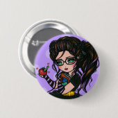 ギークのおたくによってSmartieは本の虫の漫画の女の子が喘ぎます 缶バッジ (正面&裏面)