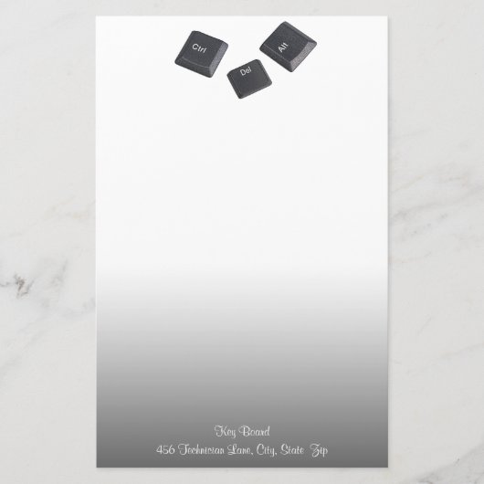 ギークの再起動コンピュータの鍵グレーグラデーション 便箋 (正面)