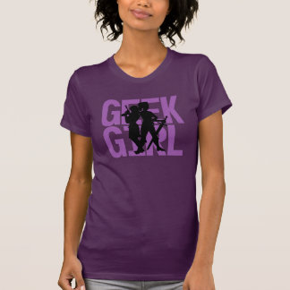 ギークの女の子の紫色のティー Tシャツ
