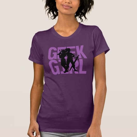ギークの女の子の紫色のティー Tシャツ (正面)
