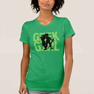 ギークの女の子の緑のティー Tシャツ