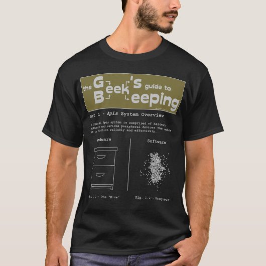 ギークの養蜂(システム概要) – ブラックTシャツ Tシャツ (正面)