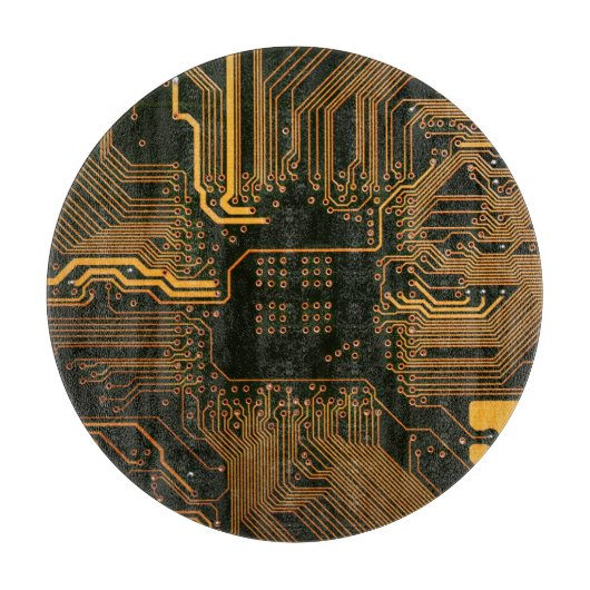 ギークアウトおたくPCBオレンジ色の電子回路基板 カッティングボード (正面)