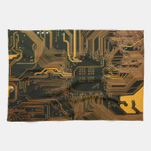 ギークアウトおたくPCBオレンジ色の電子回路基板 キッチンタオル (横)