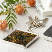 ギークアウトおたくPCBオレンジ色の電子回路基板 キーホルダー (側面)