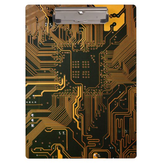 ギークアウトおたくPCBオレンジ色の電子回路基板 クリップボード (正面)