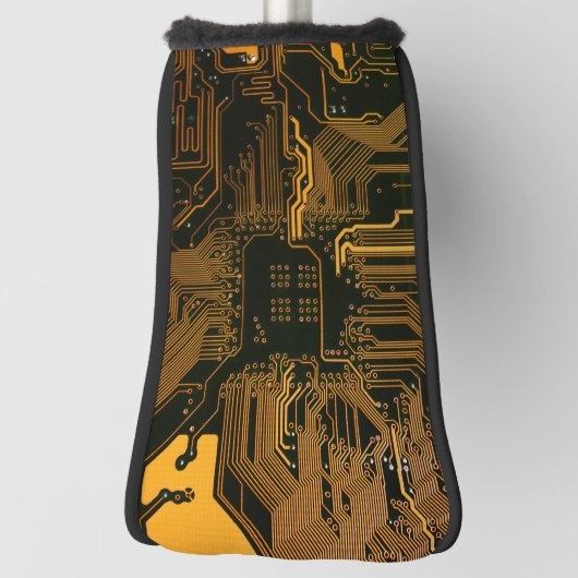 ギークアウトおたくPCBオレンジ色の電子回路基板 ゴルフヘッドカバー (回転90)