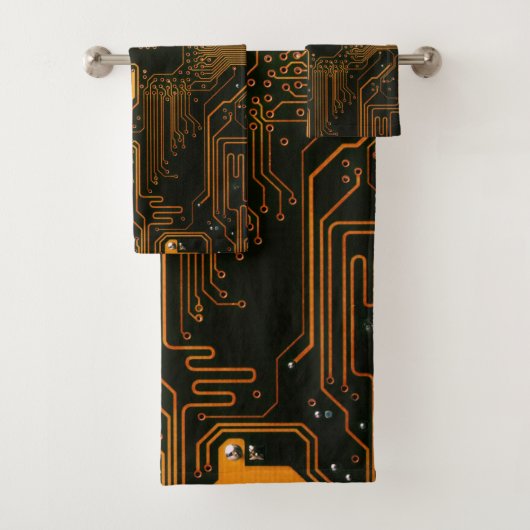 ギークアウトおたくPCBオレンジ色の電子回路基板 バスタオルセット (インサイチュ)