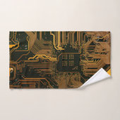 ギークアウトおたくPCBオレンジ色の電子回路基板 バスタオルセット (ハンドタオル)