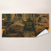 ギークアウトおたくPCBオレンジ色の電子回路基板 バスタオル (バスタオル)