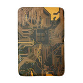 ギークアウトおたくPCBオレンジ色の電子回路基板 バスマット (正面縦)