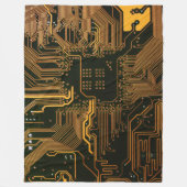 ギークアウトおたくPCBオレンジ色の電子回路基板 フリースブランケット (正面)