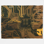 ギークアウトおたくPCBオレンジ色の電子回路基板 フリースブランケット (正面(横))