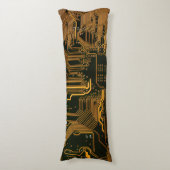 ギークアウトおたくPCBオレンジ色の電子回路基板 ボディピロー (正面縦)