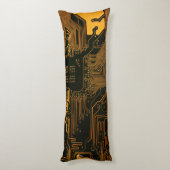 ギークアウトおたくPCBオレンジ色の電子回路基板 ボディピロー (裏面 (縦))