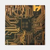 ギークアウトおたくPCBオレンジ色の電子回路基板 マグネット (正面)