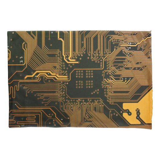 ギークアウトおたくPCBオレンジ色の電子回路基板 枕カバー (正面左)