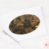 ギークアウトおたくPCBオレンジ色の電子回路基板 楕円形シール (封筒)