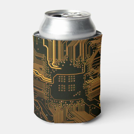 ギークアウトおたくPCBオレンジ色の電子回路基板 缶クーラー (缶正面)
