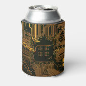 ギークアウトおたくPCBオレンジ色の電子回路基板 缶クーラー (缶裏面)