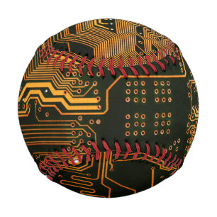 ギークアウトおたくPCBオレンジ色の電子回路基板 野球ボール