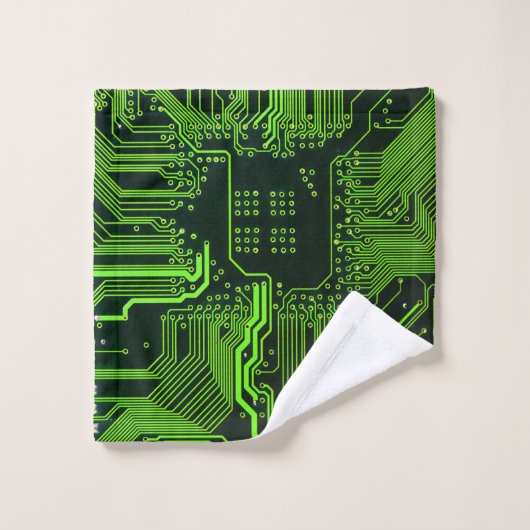 ギークアウトおたくPCBグリーン電子回路基板 ウォッシュタオル (ウォッシュタオル)
