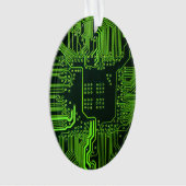 ギークアウトおたくPCBグリーン電子回路基板 オーナメント (正面)