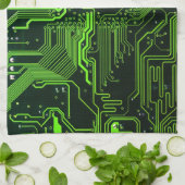 ギークアウトおたくPCBグリーン電子回路基板 キッチンタオル (折り畳み)