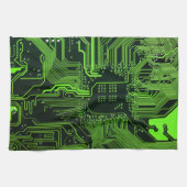 ギークアウトおたくPCBグリーン電子回路基板 キッチンタオル (横)