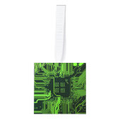 ギークアウトおたくPCBグリーン電子回路基板 キューブオーナメント (正面)