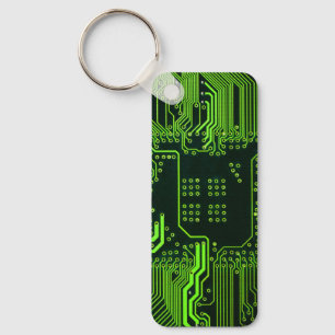 ギークアウトおたくPCBグリーン電子回路基板 キーホルダー