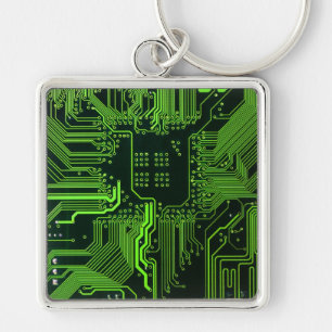 ギークアウトおたくPCBグリーン電子回路基板 キーホルダー
