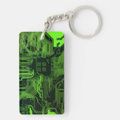 ギークアウトおたくPCBグリーン電子回路基板 キーホルダー (裏面)