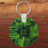 ギークアウトおたくPCBグリーン電子回路基板 キーホルダー (正面)