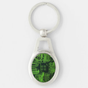 ギークアウトおたくPCBグリーン電子回路基板 キーホルダー