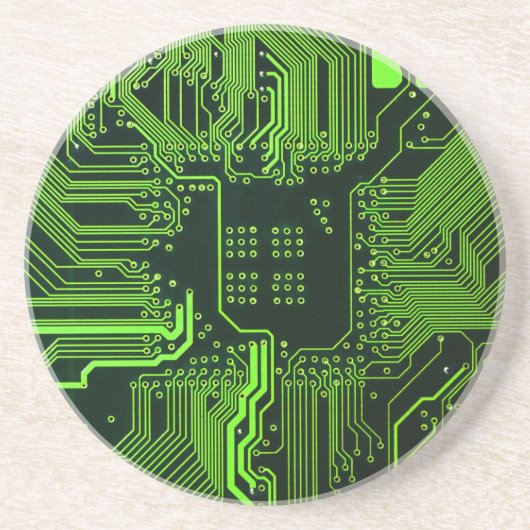 ギークアウトおたくPCBグリーン電子回路基板 コースター (正面)