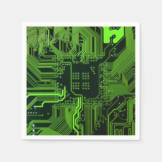 ギークアウトおたくPCBグリーン電子回路基板 スタンダードカクテルナプキン (正面)