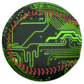 ギークアウトおたくPCBグリーン電子回路基板 ソフトボール (正面左)