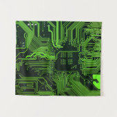 ギークアウトおたくPCBグリーン電子回路基板 タペストリー (正面(横))