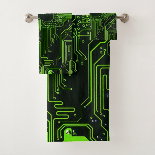 ギークアウトおたくPCBグリーン電子回路基板 バスタオルセット (インサイチュ)