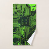 ギークアウトおたくPCBグリーン電子回路基板 バスタオルセット (ハンドタオル)