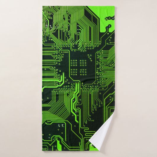 ギークアウトおたくPCBグリーン電子回路基板 バスタオル (バスタオル)