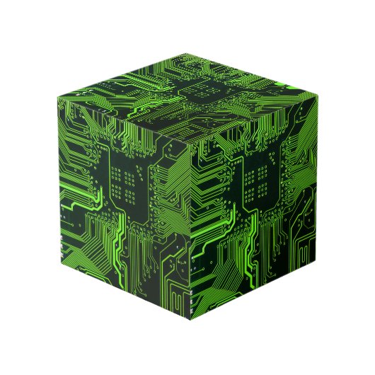 ギークアウトおたくPCBグリーン電子回路基板 フォトキューブ (正面アングル)
